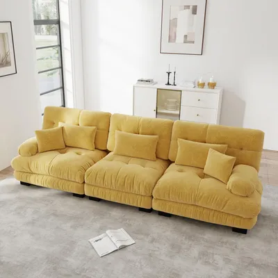Immagine prodotto di STILVORA: divano ad angolo a 3 posti con seduta profonda e imbottitura confortevole, divano letto per soggiorno, appartamento, monolocale e ufficio, divano modulare per un utilizzo flessibile, ciniglia