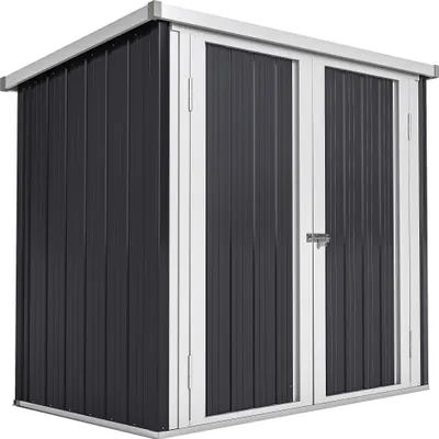 Image de Outsunny Abri de Jardin - cabane de jardin 1,26 m² - cabanon rangement outils 2 Portes verrouillables - dim. 147L x 86l x 134H cm - tôle d'acier Noir Blanc