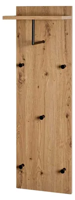 Produktbild von Garderobenpaneel - Schwarz - Artisan Eiche Nachbildung - Metall - 30 x 100 cm