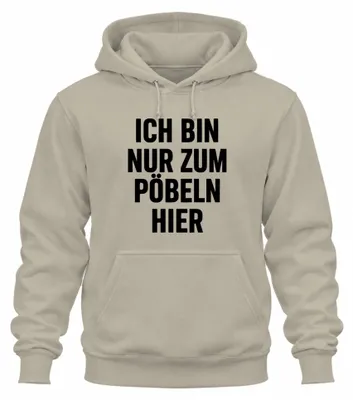 Immagine prodotto di Felpa con cappuccio unisex, scritta "Sono qui solo per fare il buffone", stile sarcastico e provocatorio, con un tocco di umorismo, colore naturale, taglia XXL