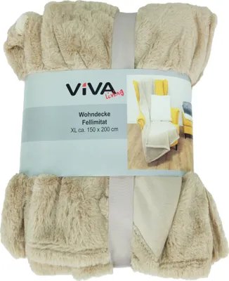 Produktbild von VIVA Vinnemeier Flanelldecke 150x200cm Wohnzimmer Sofa Kuscheldecke Winter, beige