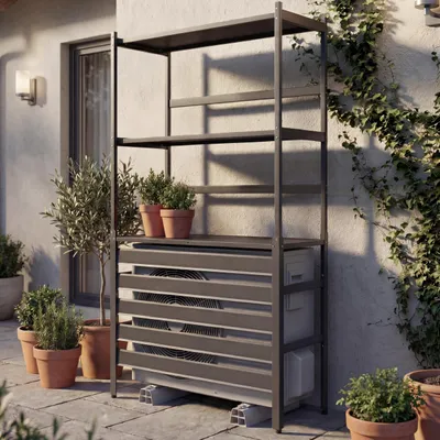 Produktbild von Aluminium Verkleidung für Klimaanlage/Wärmetauscher HWC-P95, Abdeckung Schutzgitter Regal 163x90x38cm  anthrazit