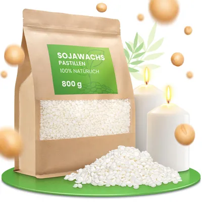 Zdjęcie produktu dla Wosk sojowy 1 kg, w 100% pochodzenia roślinnego, przeznaczony do produkcji świec, idealny do rękodzieła