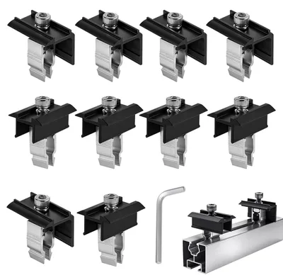 Solarmodul-Klemmen 10er-Set, 30–45 mm, Aluminium, schwarz
