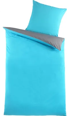 Produktbild von Soma Renforcé Bettwäsche 135 x 200 cm Bettbezug Kopfkissenbezug 80 x 80 cm Stahlgrau blau