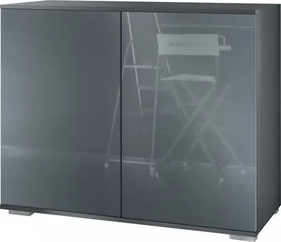Produktbild von Vladon Kommode Skadu V3, Moderner Küchenschrank mit 2 großen Türen Anthrazit matt / Grau Hochglanz (92,5 x 75.5 x 35)