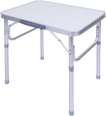 Imagen del producto de Mesa plegable para camping y jardín, mesa de picnic con asa de transporte, mesa de camping de aluminio, con altura ajustable de 25 a 56 cm