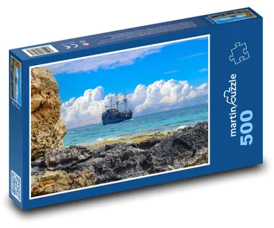 Zdjęcie produktu dla Puzzle 500 Skały i statek na morzu - martinpuzzle