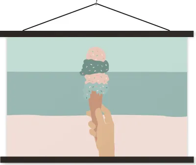 Produktbild von MuchoWow® Textilposter Sommer - Eiscreme - Hand 120x80 cm mit schwarzem Rahmen - Wanddeko