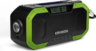 Zdjęcie produktu dla Przenośne, wodoodporne radio z ręczną korbką (klasa IPX6), wielofunkcyjny głośnik BT na zewnątrz z funkcją awaryjną, lampką LED i odbiornikiem FM