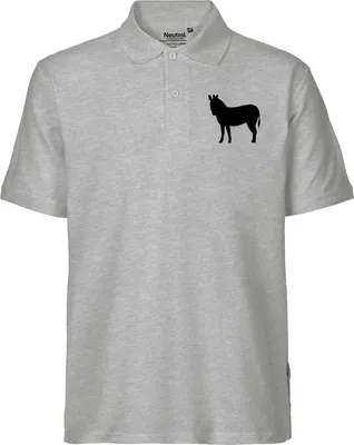Produktbild von Huuraa Herren Polo Shirt Esel Silhouette XL Sport Grey Bio Baumwolle Fairtrade Poloshirt Geschenkidee