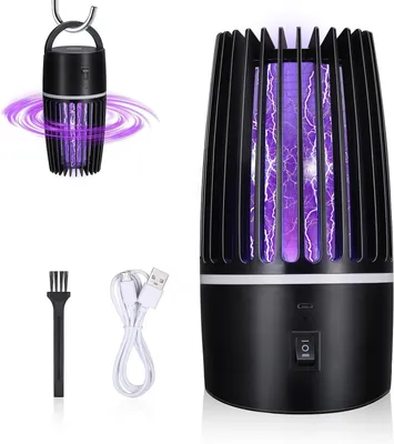 Obrázok produktu pre Elektrická lampa na muchy – UV lampa na boj proti hmyzu – 4000 mAh, nabíjací – 10 x 10 x 20,5 cm – čierna