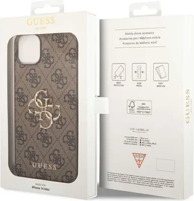Produktbild von Guess 4G Big Metal Logo Hülle iPhone 14 (Braun)
