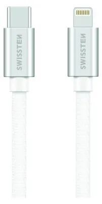 Produktbild von Swissten Textil-Datenkabel USB-C / Lightning 1,2 m Silber