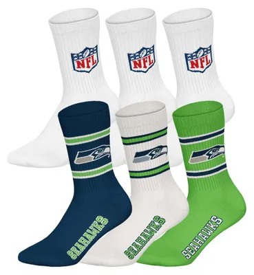 Produktbild von NFL Uni Socken, 6er Pack - NFL Teams, 6Pack Crew Socks, Football, Logo, Baumwollmischung Seattle Seahawks/Weiß 39-42