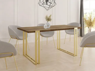 Produktbild von Ausziehbarer Esstisch - Großer Tisch im Loft-Stil mit Golden Metallbeinen 140 bis 240 cm - Industrietisch für das Wohnzimmer - Spacesaver - Lefkas Eiche - 140 x 80 cm