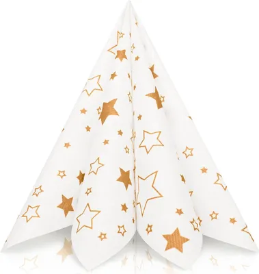 Produktbild von GRUBly Airlaid Serviette Sterne in Gold, 40 x 40 cm, 50 Stück - Weihnachtsserviette