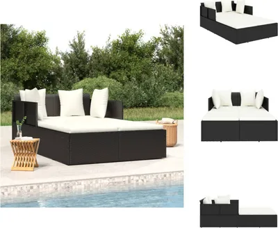 Produktbild von vidaXL Sonnenliege mit Kissen Schwarz 182x118x63 cm Poly Rattan -  Gartenbetten