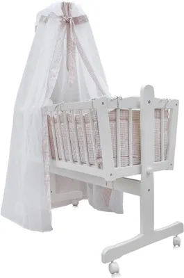 Produktbild von Weißes Babybett, 102.5 x 140 cm, mit Rollen, Schaukelfunktion und feststellbaren Rollen