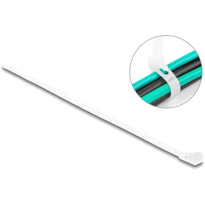 Produktbild von DeLOCK Kabelbinder wiederverwendbar L 200 x B 4,8 mm 100 Stück weiß, Kabelbinder mit Klettverschluss, Nylon, Weiß, 200 mm, 4,8 mm, 100 Stück(e)
