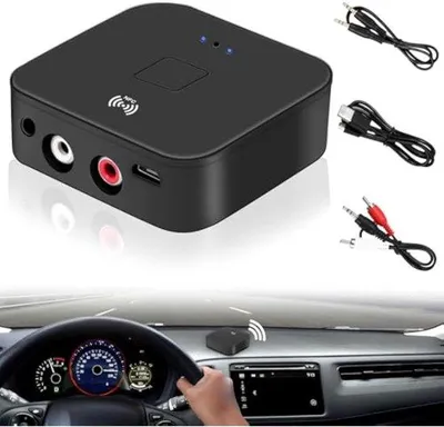 Immagine prodotto di Ricevitore NFC: adattatore audio Bluetooth stereo, adattatore audio Hi-Fi wireless con connettore AUX RCA da 3,5 mm per dispositivi digitali dotati di funzione Bluetooth/NFC
