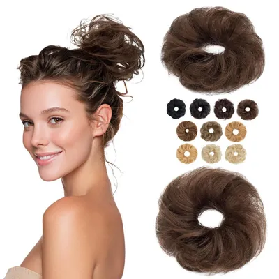 Immagine prodotto di Partecipazione per capelli intrecciata a trecce, con elastico, per creare ricci, realizzata in capelli naturali al 100%, colore marrone cioccolato, peso 23g