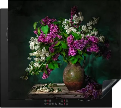 Produktbild von KitchenYeah© Herdabdeckplatte Vintage - Blumen - Stilleben , 60x52cm, Küche Deko, Glaskeramikkochfeld Herdabdeckung, Abdeckplatte fùr Kochfeld