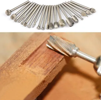 Produktbild von Holzschnitz-Fräserset — 20-teiliges Schnitz-Set für Holz — Schnitzaufsätze mit 3 mm Schaftdurchmesser, geeignet für Rotationswerkzeuge sowie für DIY, Holzbearbeitung, Schnitzen, Gravieren und Bohranwendungen