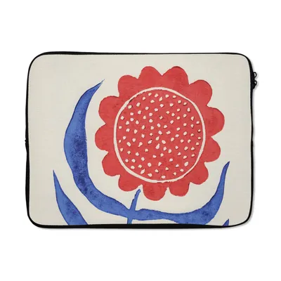 Produktbild von MuchoWow® Laptop Hülle 17 Zoll Laptoptasche Blume - Pflanze - Rot - Blau - Zipper - Schutzabdeckung