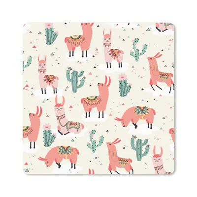 Produktbild von MuchoWow® Mauspad Mousepad Lama - Muster - Kaktus 30x30 cm - Mousepads - Maus Mat - Pad - Mausunterlage - Gaming