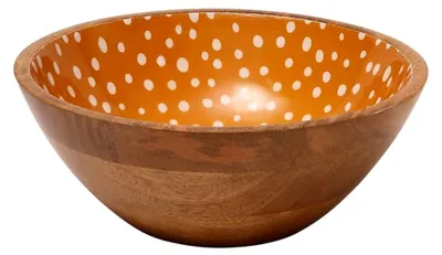Produktbild von Salatschüssel aus Mangoholz, gepunktet, Ocker