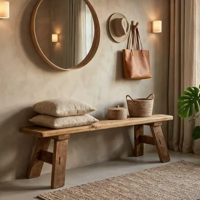 Produktbild von Sitzbank NESTA aus recyceltem Massivholz, Natur - Rustikale Holzbank im Vintage-Look, Esszimmerbank mit einzigartiger Maserung, Flurbank mit robustem Gestell, Küchenbank aus Kiefernholz