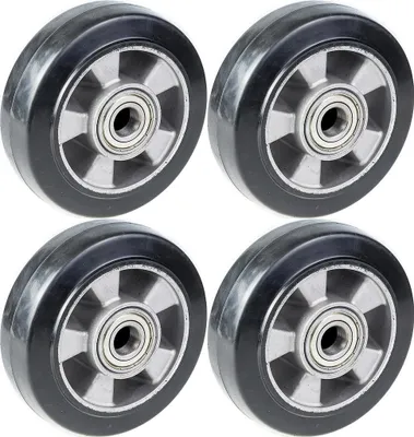 Immagine prodotto di ruote da 152 mm 6" in gomma nera con centro in alluminio Portata 1320 kg, set da 4