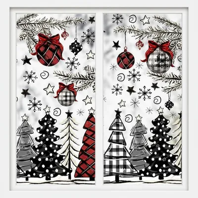 Produktbild von Fensteraufkleber für Weihnachten, Winterdekoration, selbstklebende Fensterbilder (4 Stück)