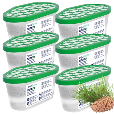 Immagine prodotto di 6 deumidificatori da 400 ml – Assorbitori di umidità per cucina, bagno, auto e soggiorno – Profumo di pino
