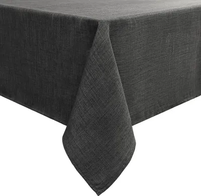 Produktbild von Leinenoptik Tischdecke Abwaschbar Lotuseffekt Eckig 100 x 140 cm Tischtuch Leinendecke Wasserabweisend Tafeldecke Tischwäsche Fleckschutz, Dunkelgrau