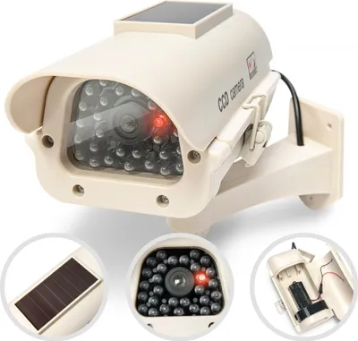 Produktbild von Solar CCD Überwachungskamera Attrappe mit LED Blinklicht + Halterung