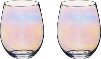 Image de Bar Craft Iridescent Pink Pearlescent verres, grands verres sans pied, boîte cadeau, 600 ml, Set of 2