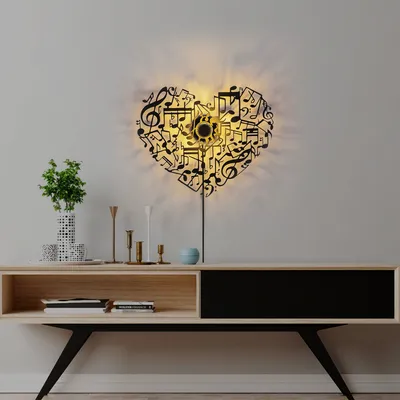 Immagine prodotto di Opviq, Musical Heart, applique, 100 % METALLO, nero, 56 x 9 x 45 cm
