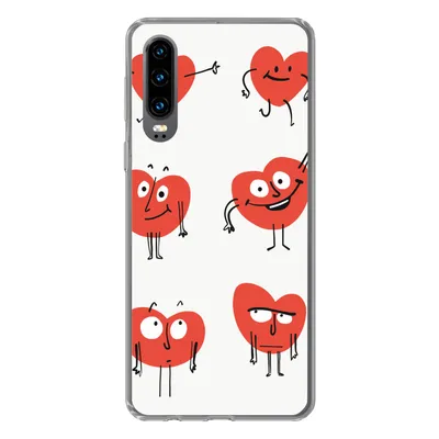 Produktbild von MuchoWow® Handyhülle Schutzhülle Hülle für Huawei P30 Eine Illustration von neun Herzen mit Emotionen Silikon Softcase Handy Hülle - Kartenbesitzer