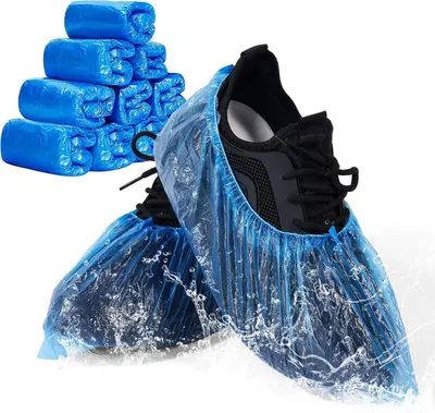 Produktbild von flintronic Schuhüberzieher aus Kunststoff, Einweg-Schuhüberzüge, umweltfreundliche Schuhüberzüge, wasserdicht, rutschfest, geeignet zum Sauberhalten von Schuhen/Böden/Teppichen