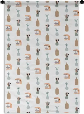 Produktbild von MuchoWow® Wandteppich Wandbehang Küche - Muster - Pastell 60x90 cm Tapisserie Dekoration Wandtuch - Foto-Teppich - Abwaschbar
