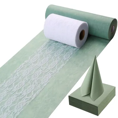 Productafbeelding van Vlies tafelkleed, eucalyptusgroen - 30 cm x 35 meter