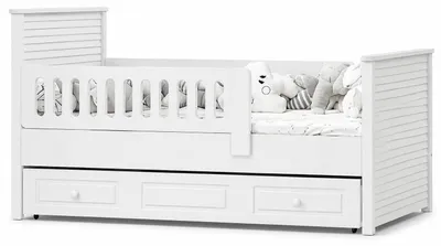 Productafbeelding van Witte houten kinderbed met lades voor extra opbergruimte