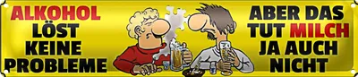 Produktbild von Blechschild Spruch 46x10cm löst keine Probleme Milch auch Deko