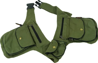 Produktbild von Stoff Sidebag, Doppelte Gürteltasche, Goa Gürteltasche - Olive, Uni - Erwachsene, Grün, Baumwolle, 20*15*5 cm, Festival- Bauchtasche Hippie