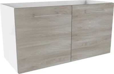 Produktbild von FACKELMANN Waschtischunterschrank LIMA / Badschrank mit Soft-Close-System / Maße (B x H x T): ca. 80 x 42 x 35 cm / hochwertiger Badezimmerschrank / Korpus: Weiß / Front: Braun