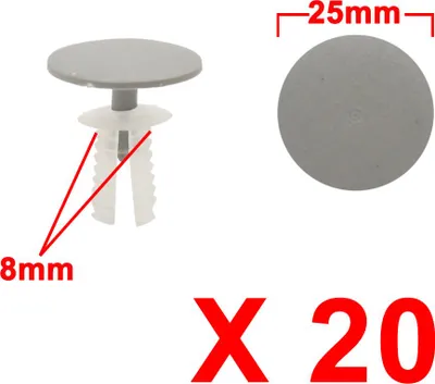 Image de 20Pcs Blanc Gris Voiture Rivets Plastique Moulage lécheur Clip Fixation 8mm