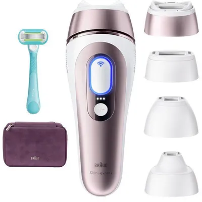 Produktbild von IPL-Haarentfernungssystem BRAUN Skin i-expert PL7431, IPL-Technologie, Hautsensorkontrolle, Weiß und Roségold, 3 zusätzliche Aufsätze, Rasierer Venus