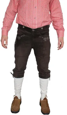 Produktbild von Trachten lederhose Knielederhose Rindsvelour Dunkelbraun, Größe:50/M